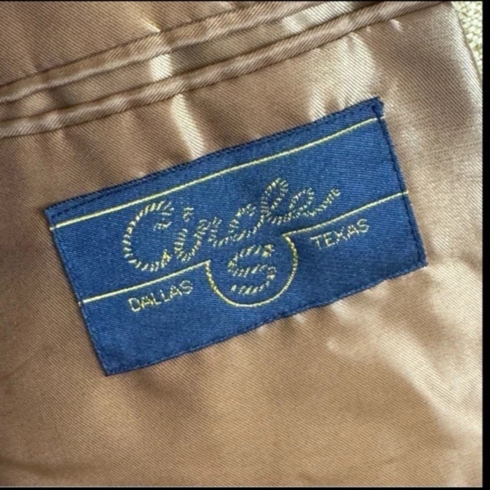 Circle S Blazer Mens 52R Wheat Tan Western Yoke Tweed 2 Button Made in USA - Picture 7 of 8